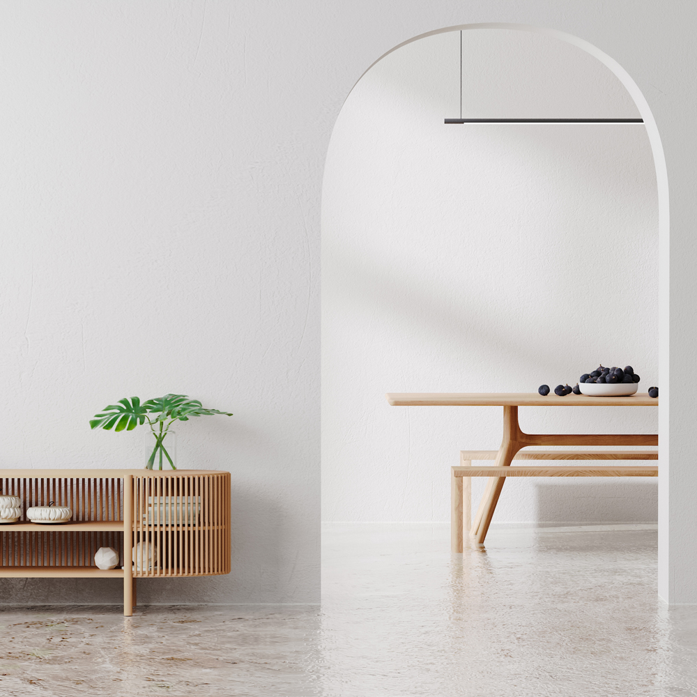 Interior Beispiel - Wandfarbe Pure White Einrichtung mit Wand in der Farbe Pure White