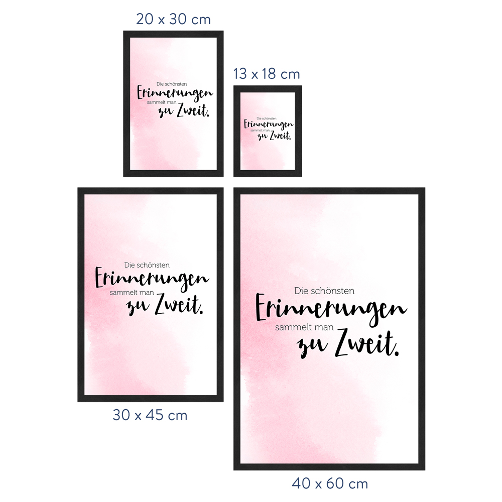 rosafarbenes Poster "Erinnerung zu zweit" Größenauswahl