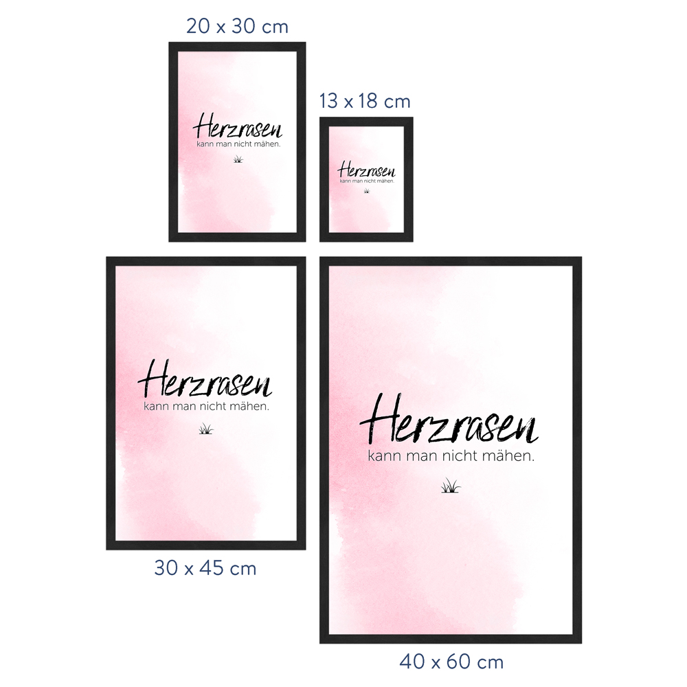 rosafarbenes Poster "Herzrasen" Größenauswahl