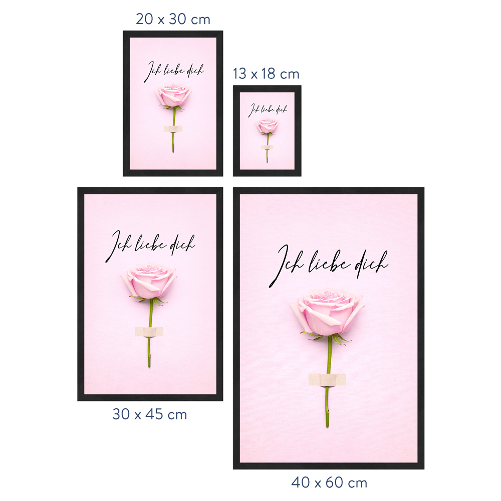 rosafarbenes Poster "Ich liebe dich" Größenauswahl