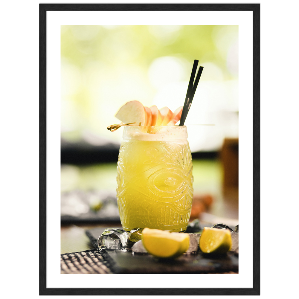 Cocktail Poster "Sommerliebling" in schwarzem Rahmen