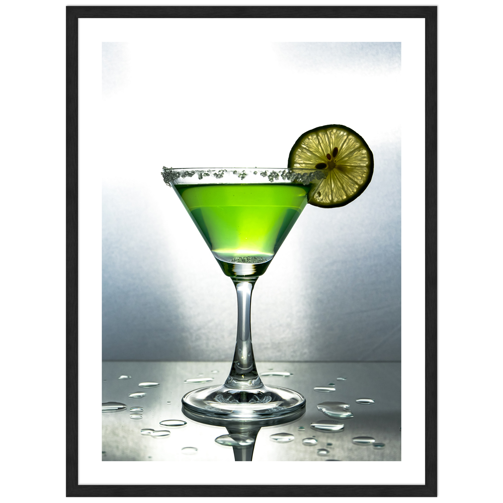 Cocktail Poster "Cocktail green" in schwarzem Rahmen