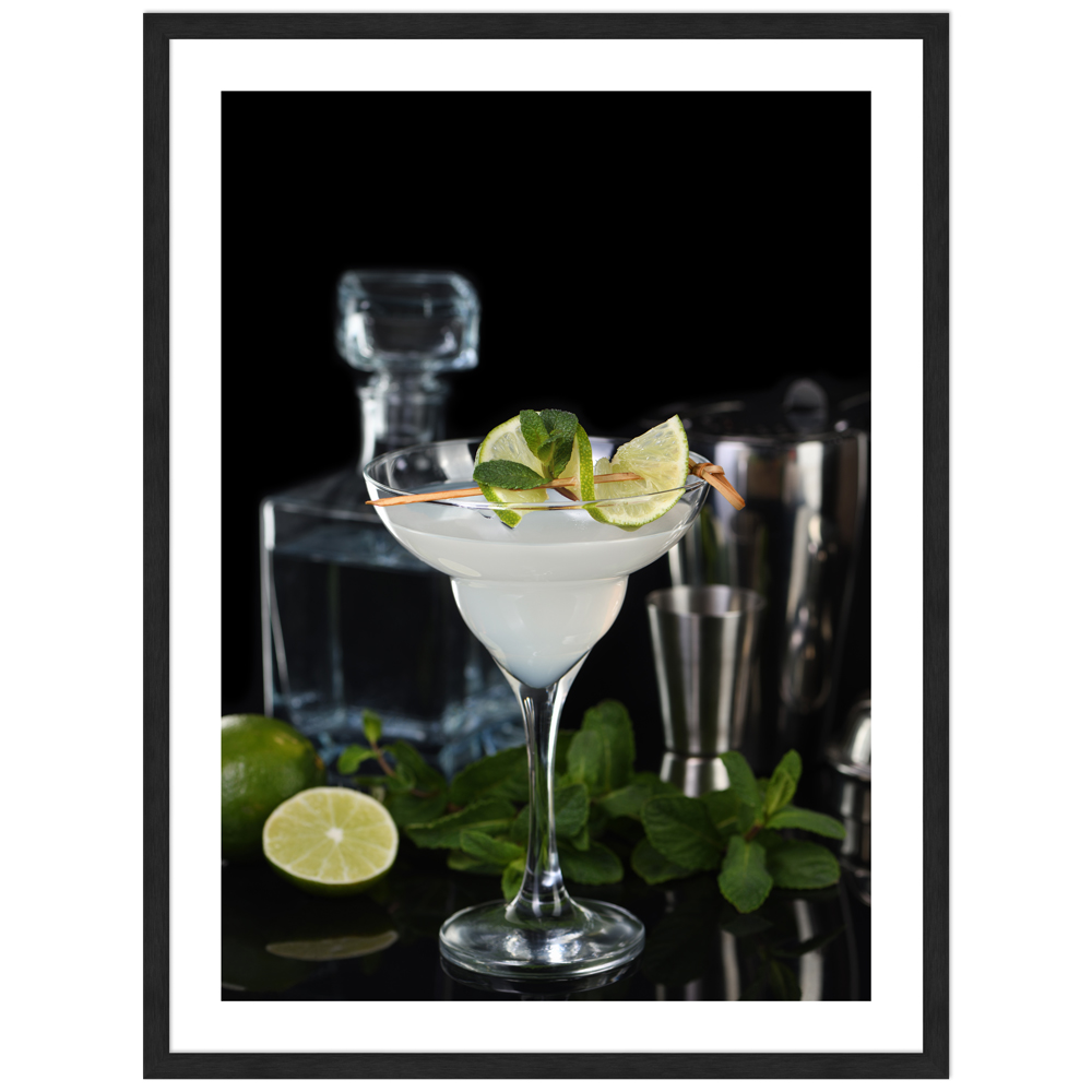 Cocktail Poster "Margerita" in schwarzem Rahmen
