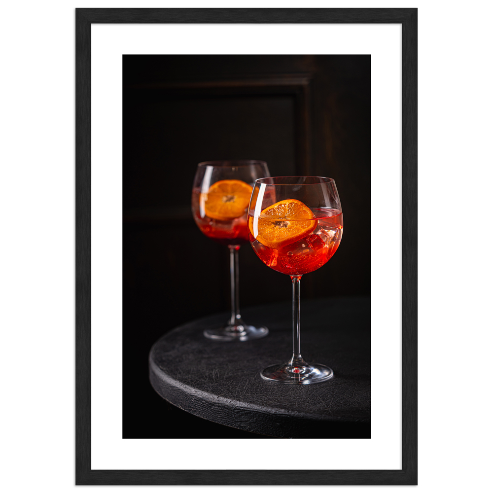 Cocktail Poster "Orange drink" in schwarzem Rahmen