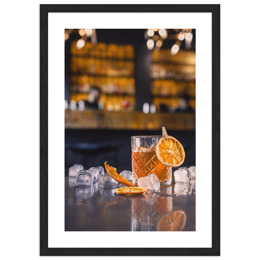Cocktail Poster "Ice citrus" in schwarzem Rahmen