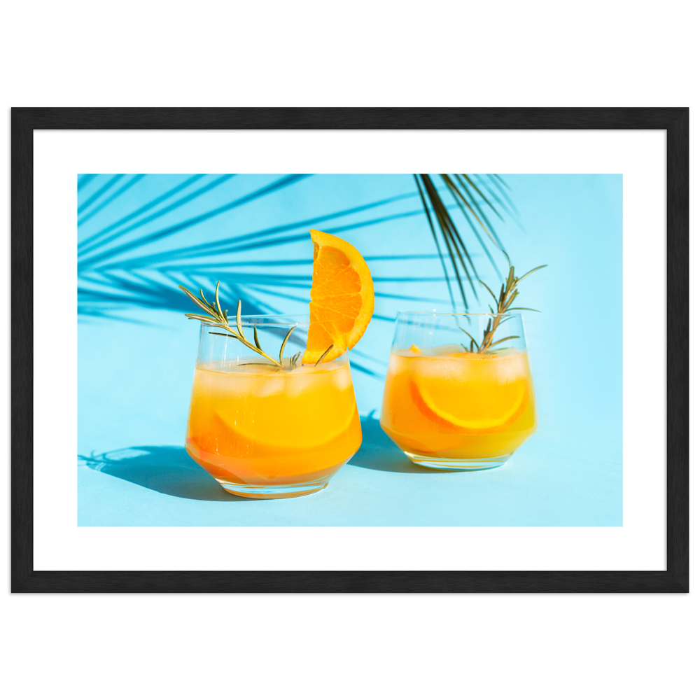 Cocktail Poster "Tropical orange" in schwarzem Rahmen