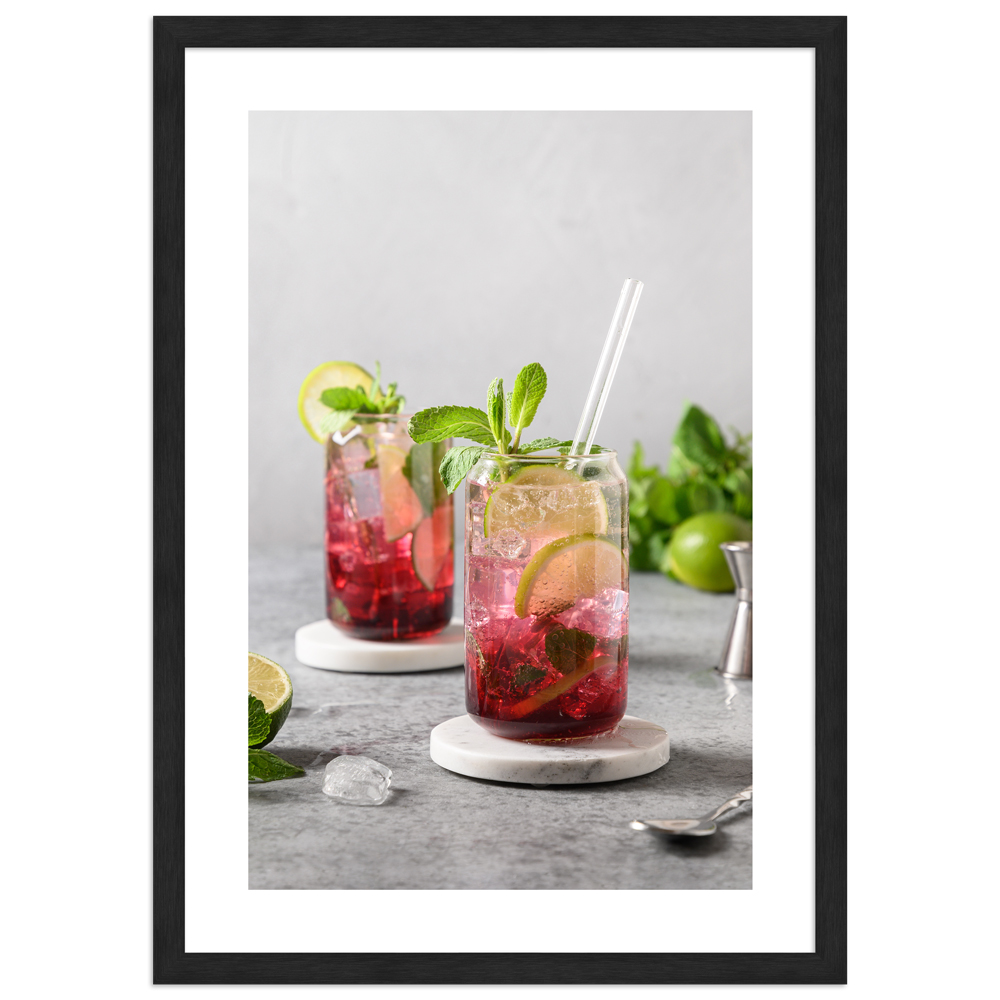 Raspberry cocktail | Poster mit Aluminiumrahmen