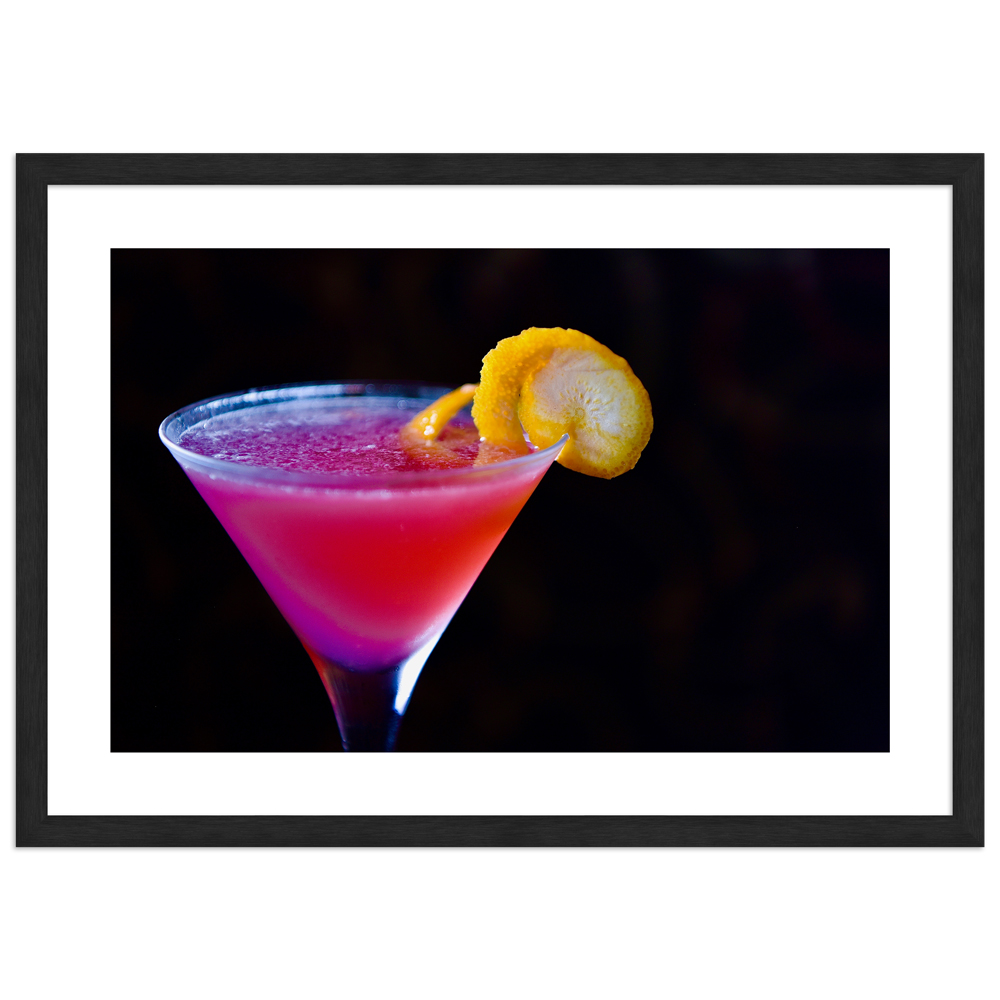 Cocktail Poster "Twist of orange" in schwarzem Rahmen