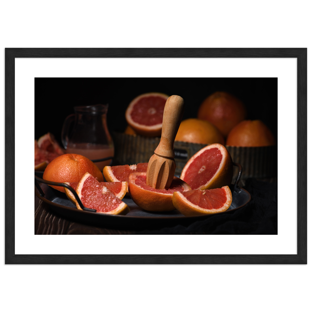 Cocktail Poster "Pink grapefruit" in schwarzem Rahmen