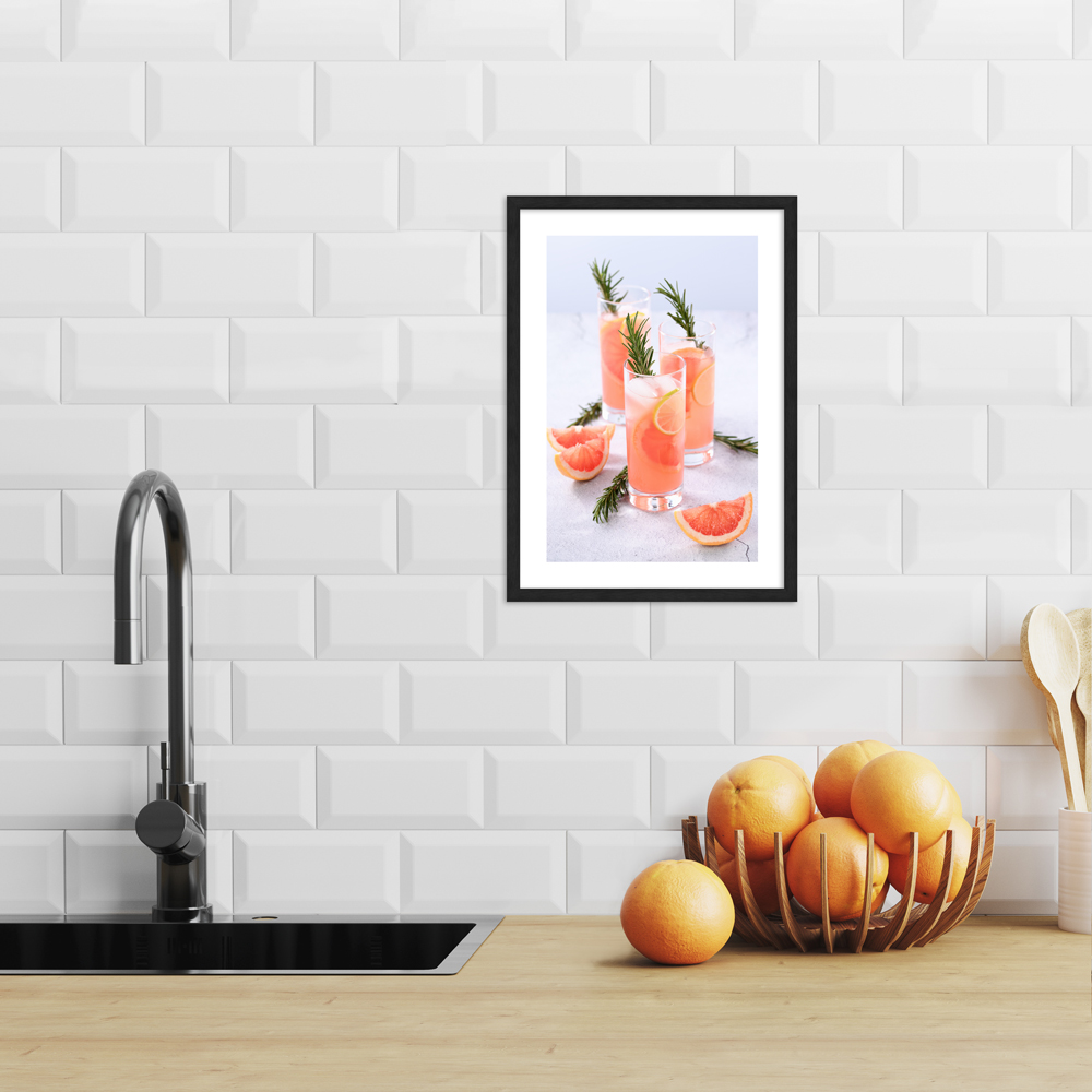 "Erfrischende Grapefruit" Poster in moderner Küche