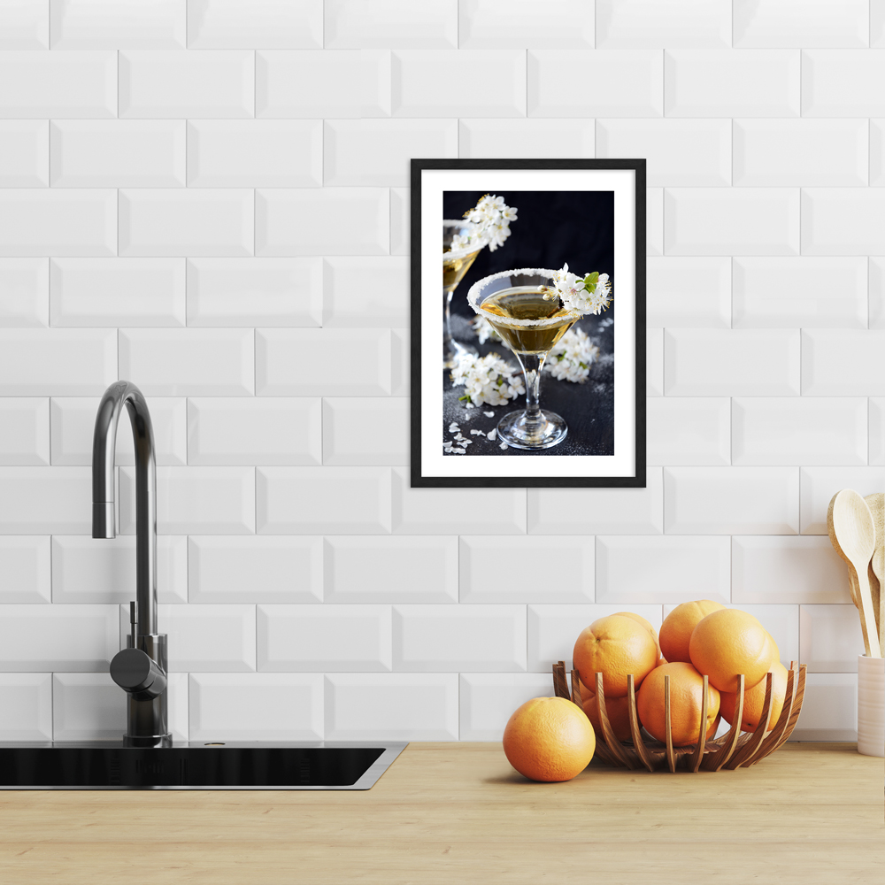 "Kirschblütentraum" Poster in moderner Küche