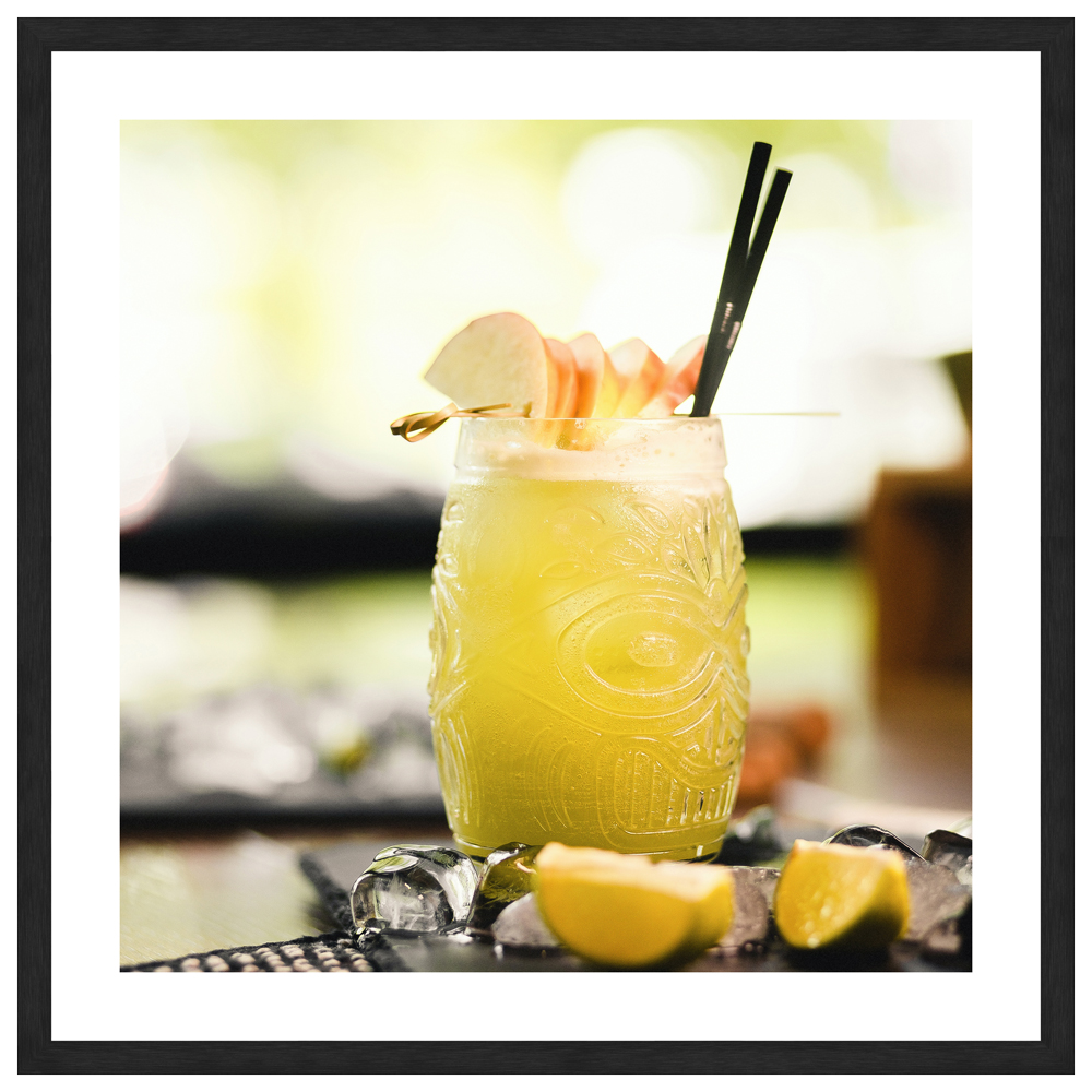 30x30 cm Cocktail Poster "Sommerliebling" in schwarzem Rahmen