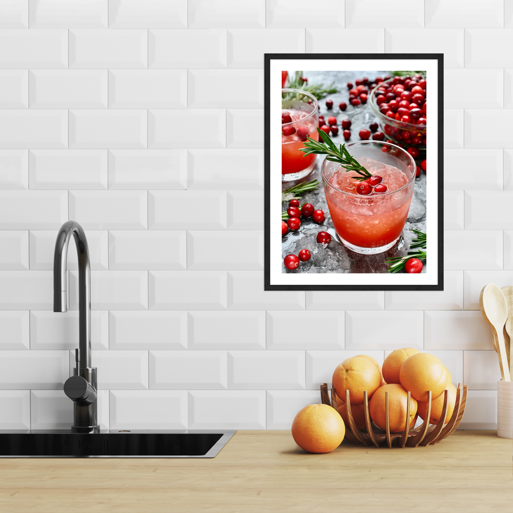 "Cranberry fizz" 30x40 cm Poster in moderner Küche
