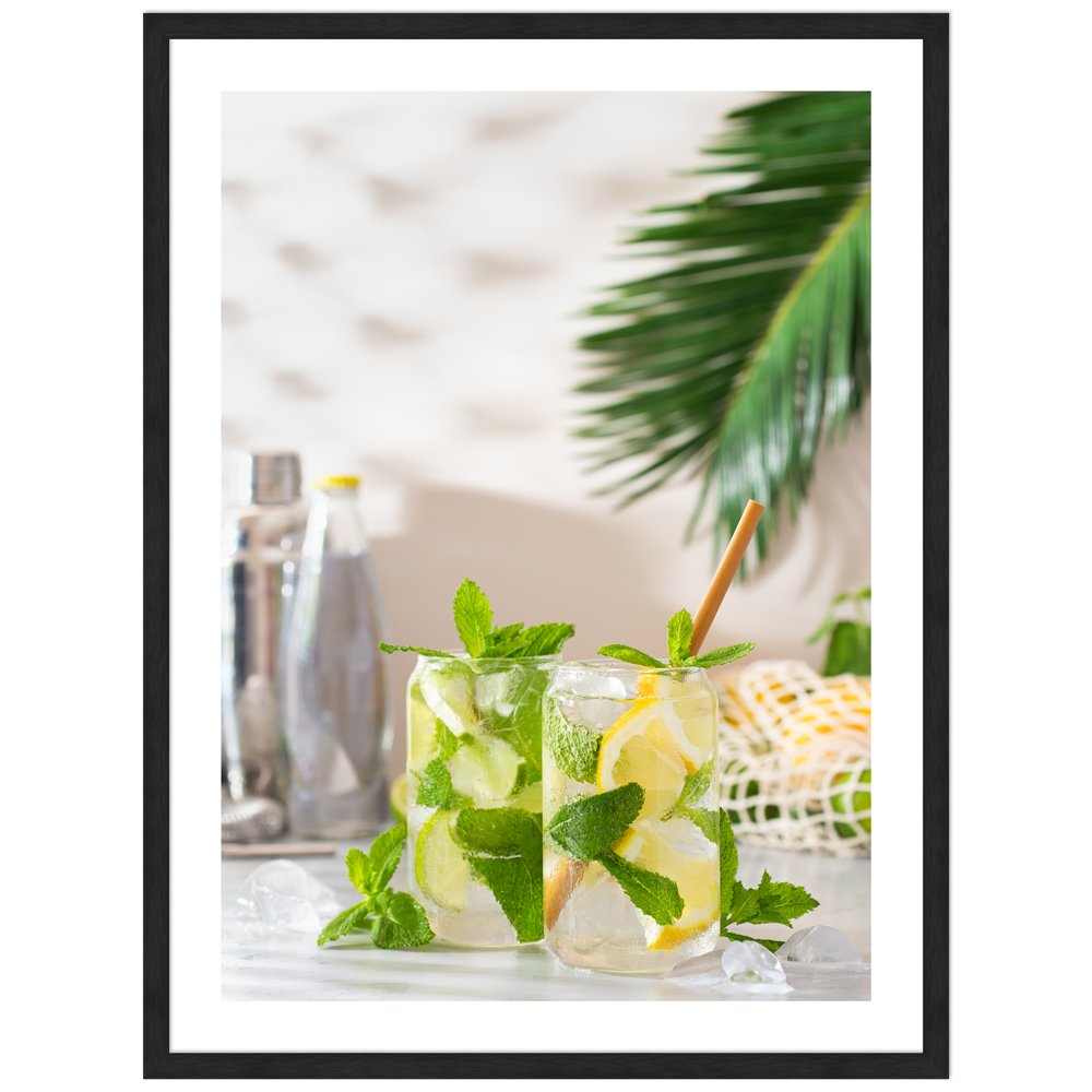 30x40 cm Cocktail Poster "Citruskick" in schwarzem Rahmen
