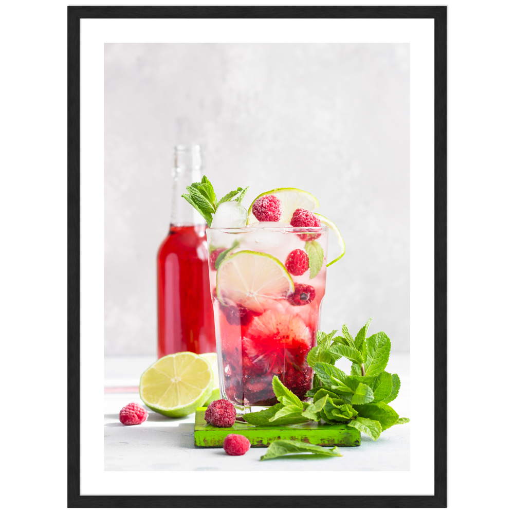 30x40 cm Cocktail Poster "Summerdrink" in schwarzem Rahmen