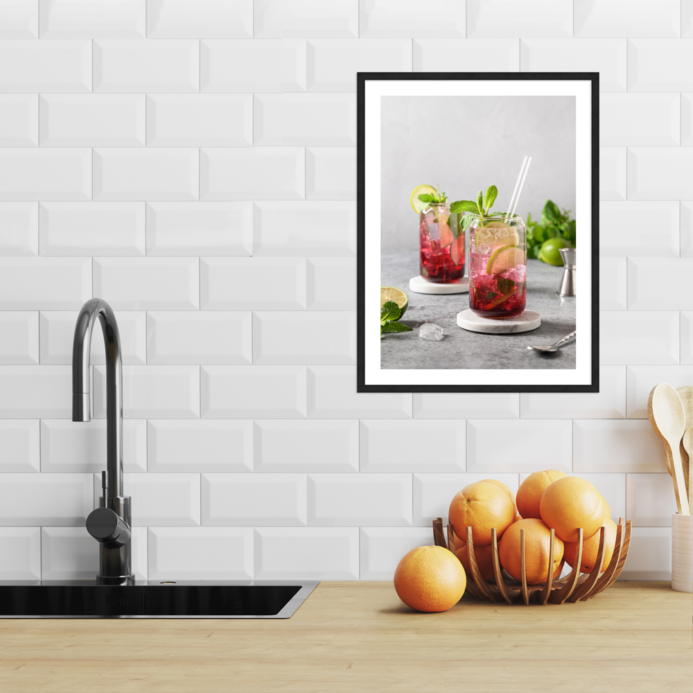 "Raspberry cocktail" 30x40 cm Poster in moderner Küche