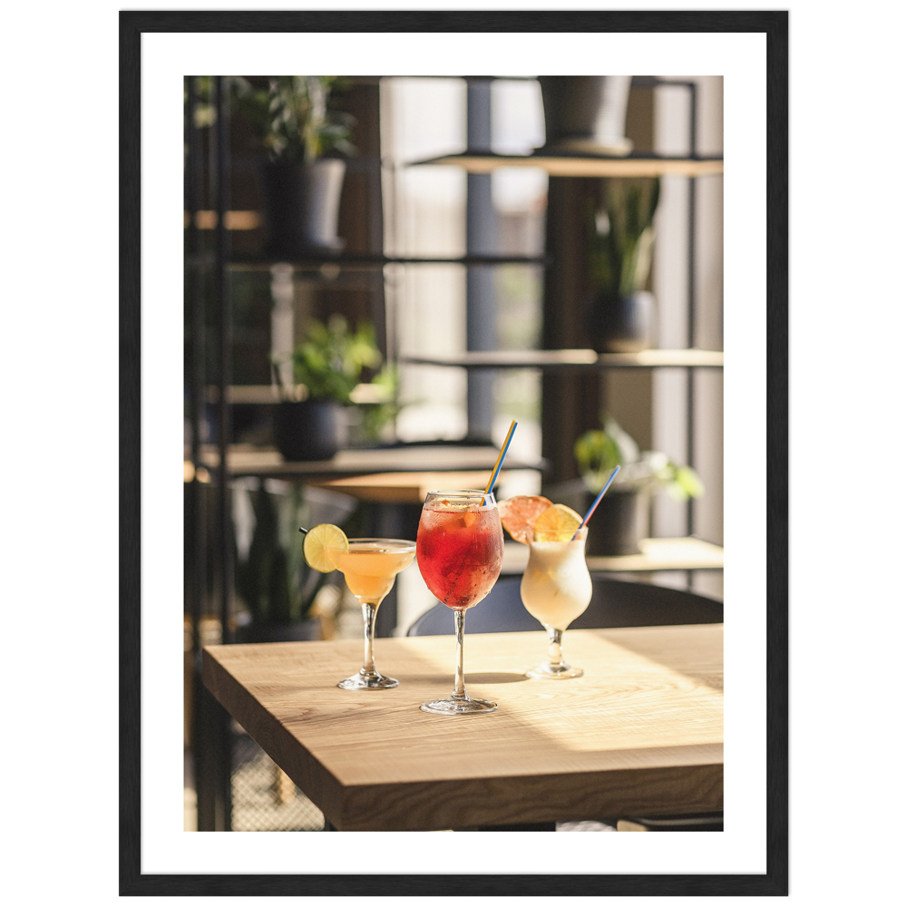 30x40 cm "Cocktail Poster "Restaurantfeeling" in schwarzem Rahmen" Poster in moderner Küche