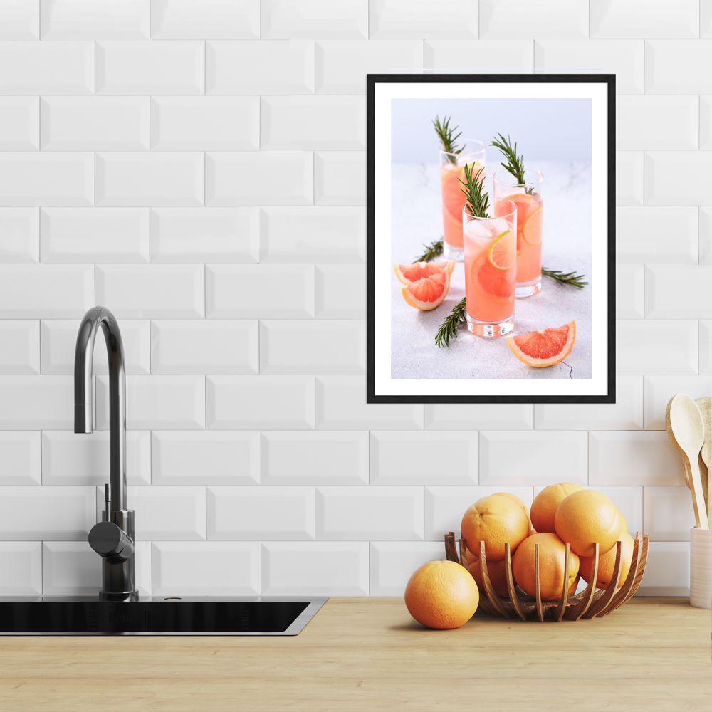 "Erfrischende Grapefruit" 30x40 cm Poster in moderner Küche