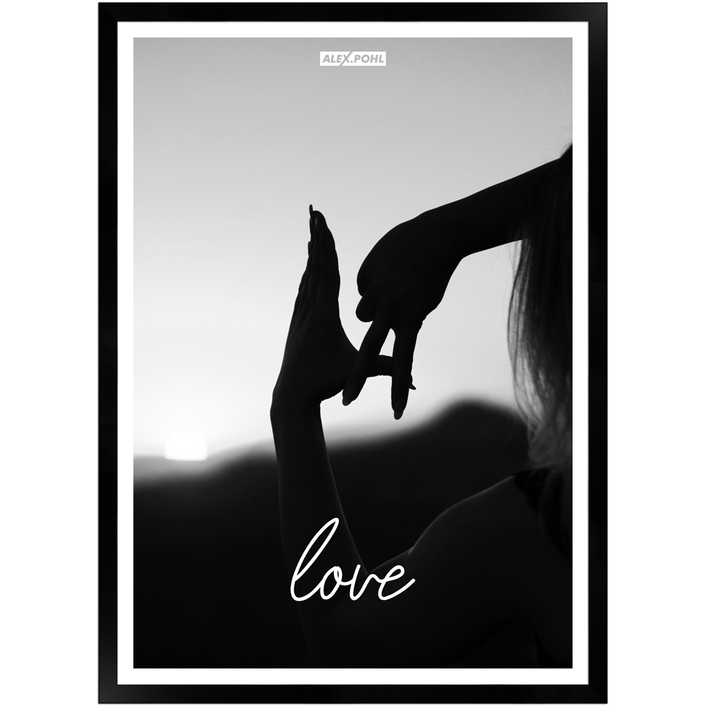Love by Alex Pohl | Poster mit Holzrahmen 50x70 cm