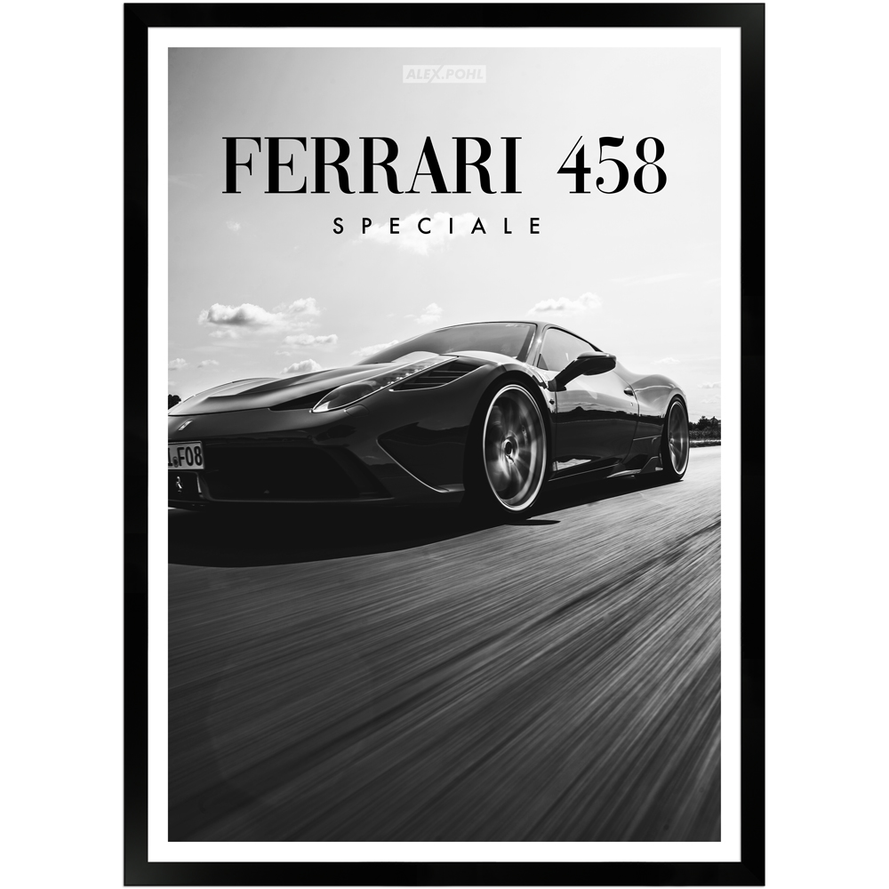 Schwarz-weiß bild von einem Ferrari