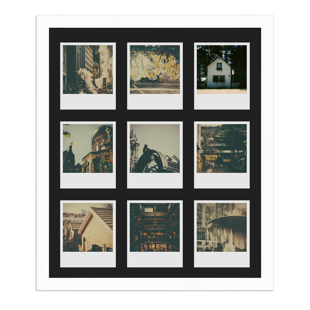 Rahmenbild für 9 Polaroids, Bilderrahmen H960 Weiß