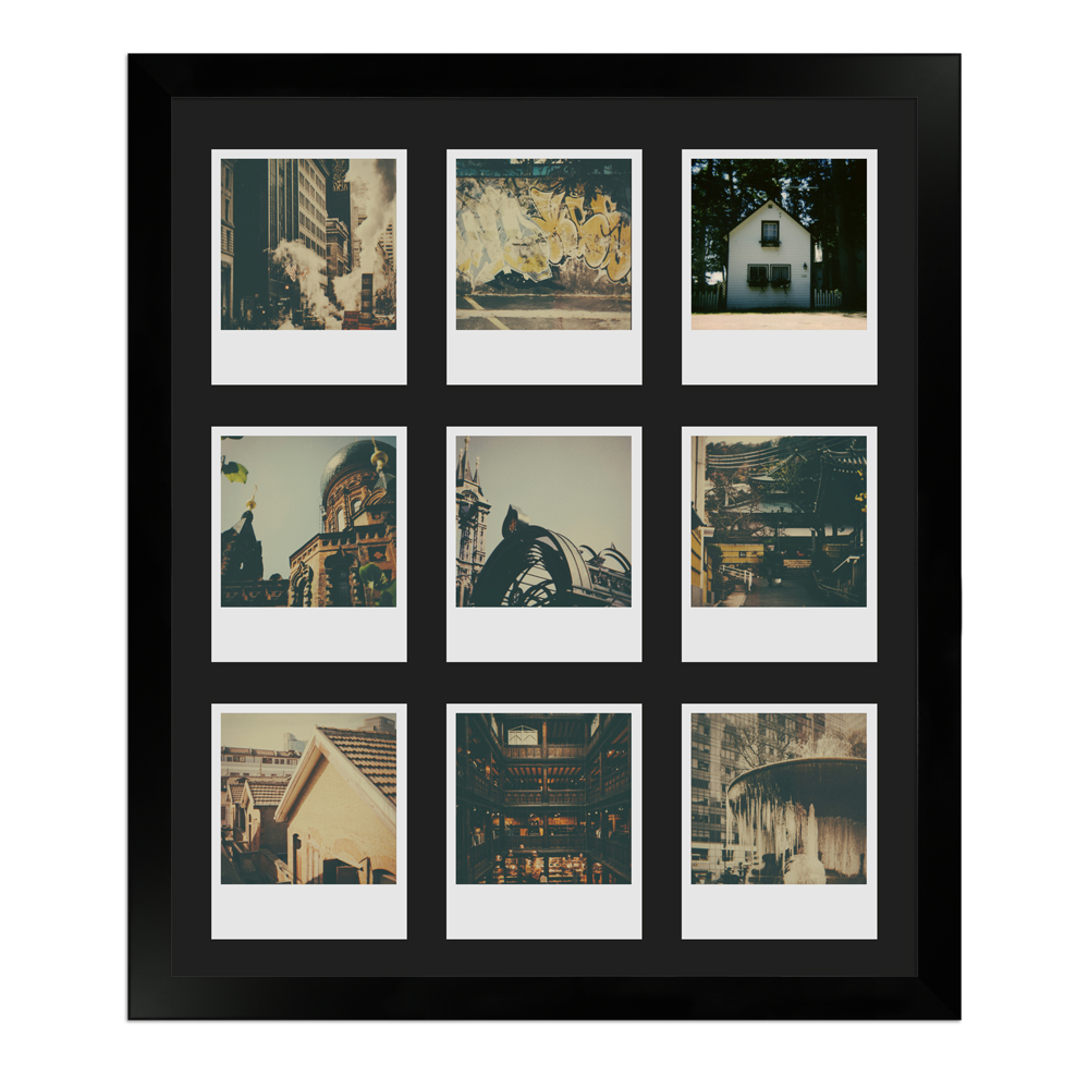Rahmenbild für 9 Polaroids, Bilderrahmen H960 Schwarz