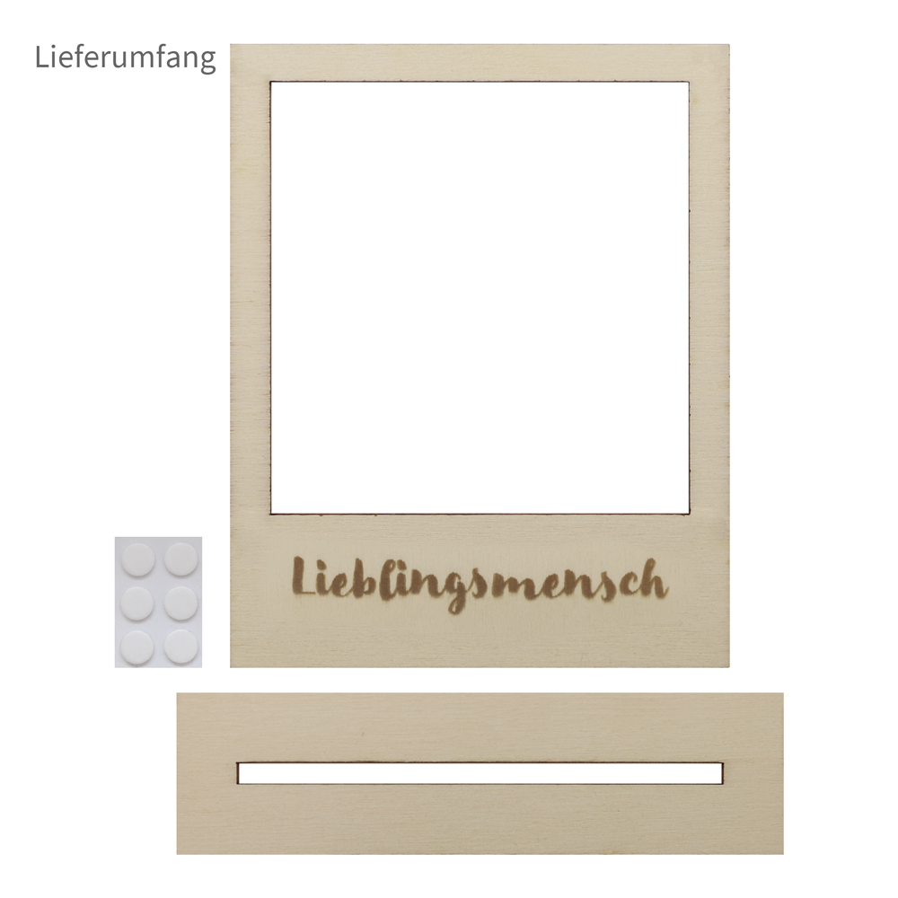 Lieblingsmensch - Polaroid Holzrahmen Lieferbestandteile