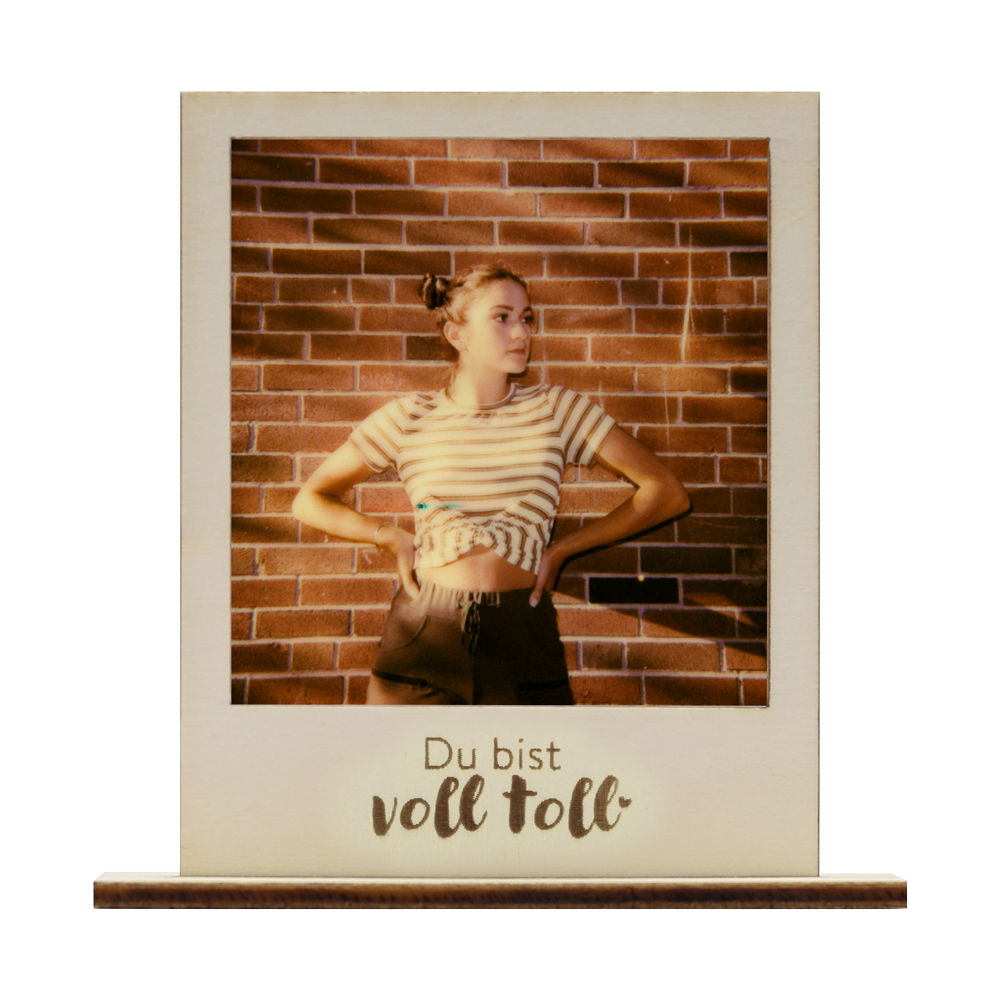 Polaroid Bilderrahmen aus Holz "Du bist voll toll" Bilderrahmen für Polaroids mit Schriftzug Du bist voll toll