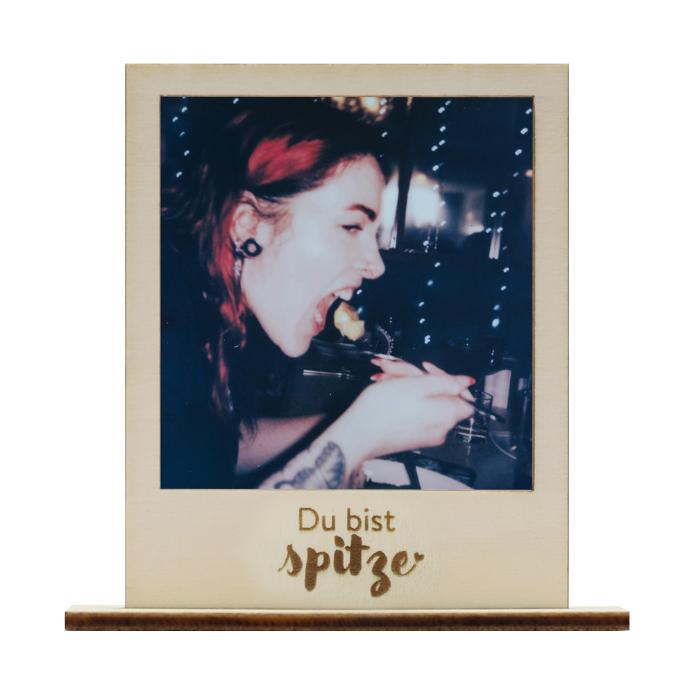 Polaroid Bilderrahmen aus Holz "Du bist spitze" Bilderrahmen für Polaroids mit Schriftzug Du bist spitze