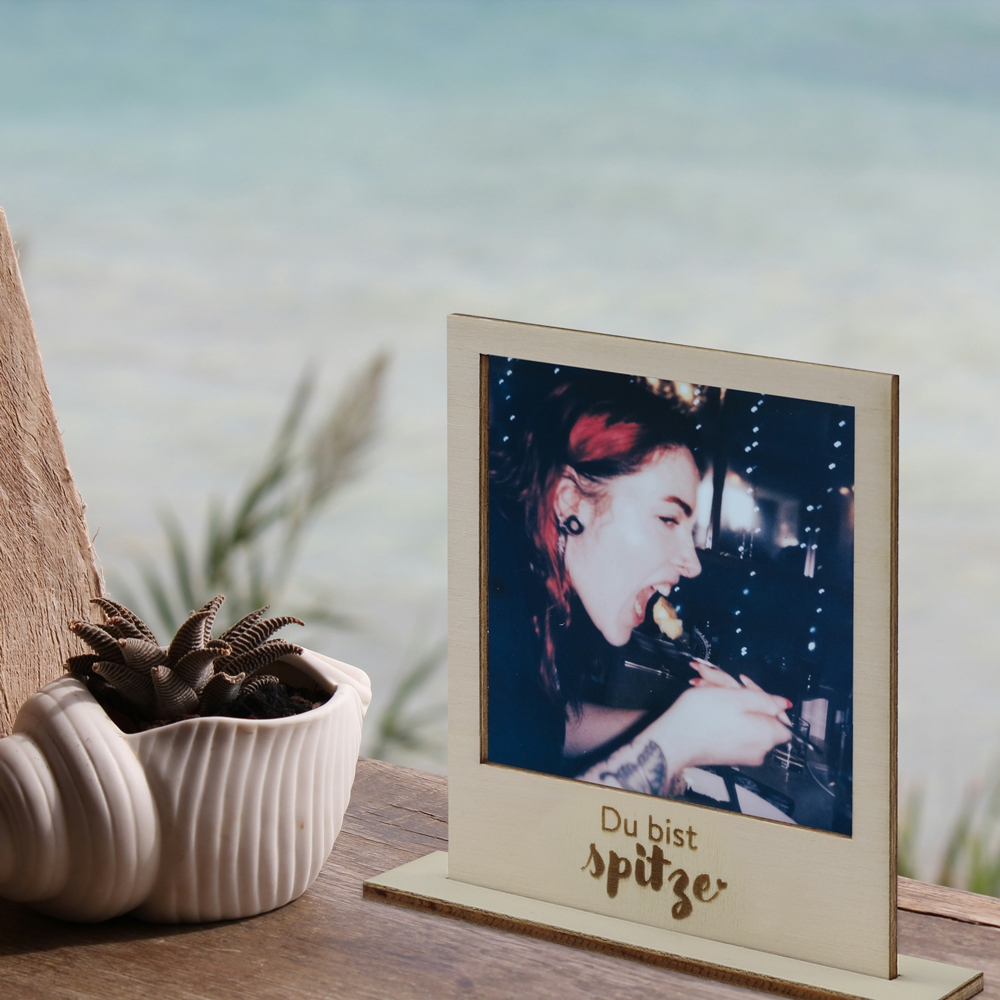 Holzbilderrahmen "Du bist spitze" für Polaroids Polaroid Rahmen "Du bist spitze" zum Aufstellen