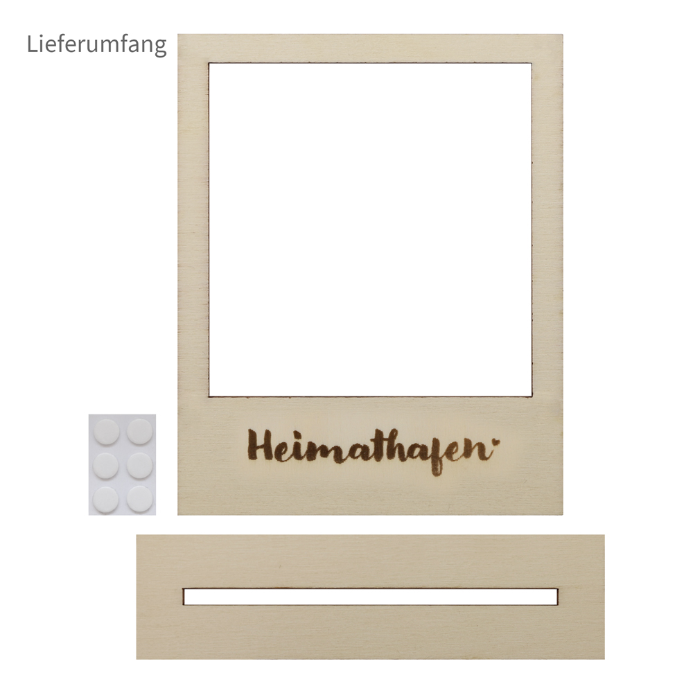 Heimathafen - Polaroid Holzrahmen Lieferbestandteile