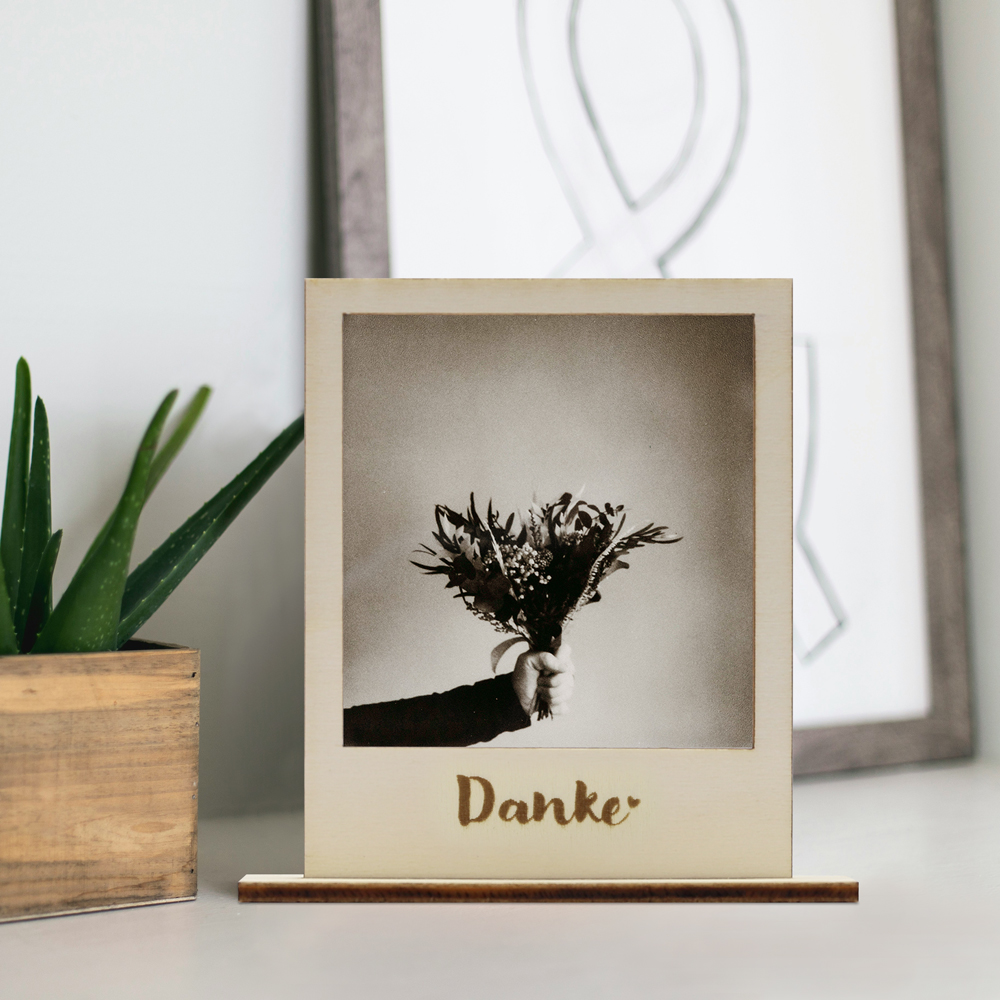 Rahmen für Polaroid Motiv "Danke"