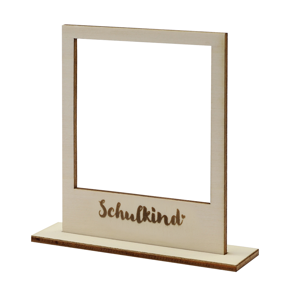 Schulkind - Polaroid Typ 600 Bilderrahmen mit Aufsteller Holzbilderrahmen für Polaroid mit Gravur - Schulkind