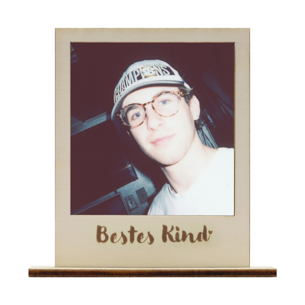 Polaroid Bilderrahmen aus Holz "Bestes Kind" Bilderrahmen für Polaroids mit Schriftzug Bestes Kind