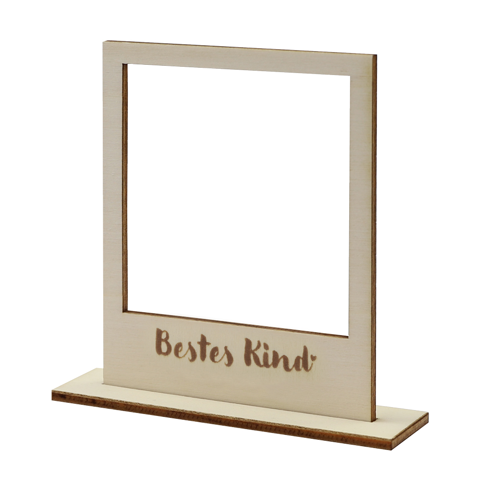 Bestes Kind - Polaroid Typ 600 Bilderrahmen mit Aufsteller Holzbilderrahmen für Polaroid mit Gravur - Bestes Kind