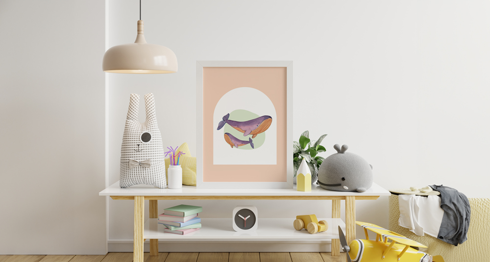 Bilderrahmen im Kinderzimmer Kinderzimmer in einem modernen Stil
