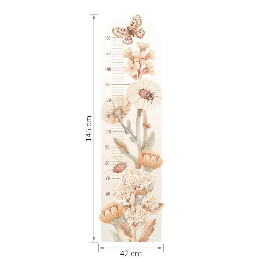 Größenabmessung Kindermesslatte Boho Blumen Wandtattoo