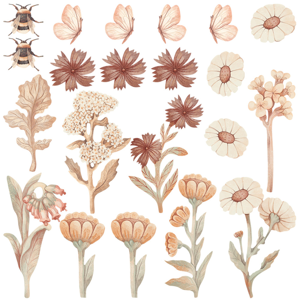 Wandtattoo Blumen Boho-Set II