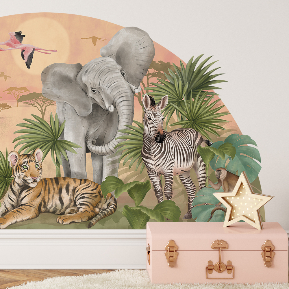 Wandaufkleber Safari Kinderzimmer dekoriert mit Safari Sticker