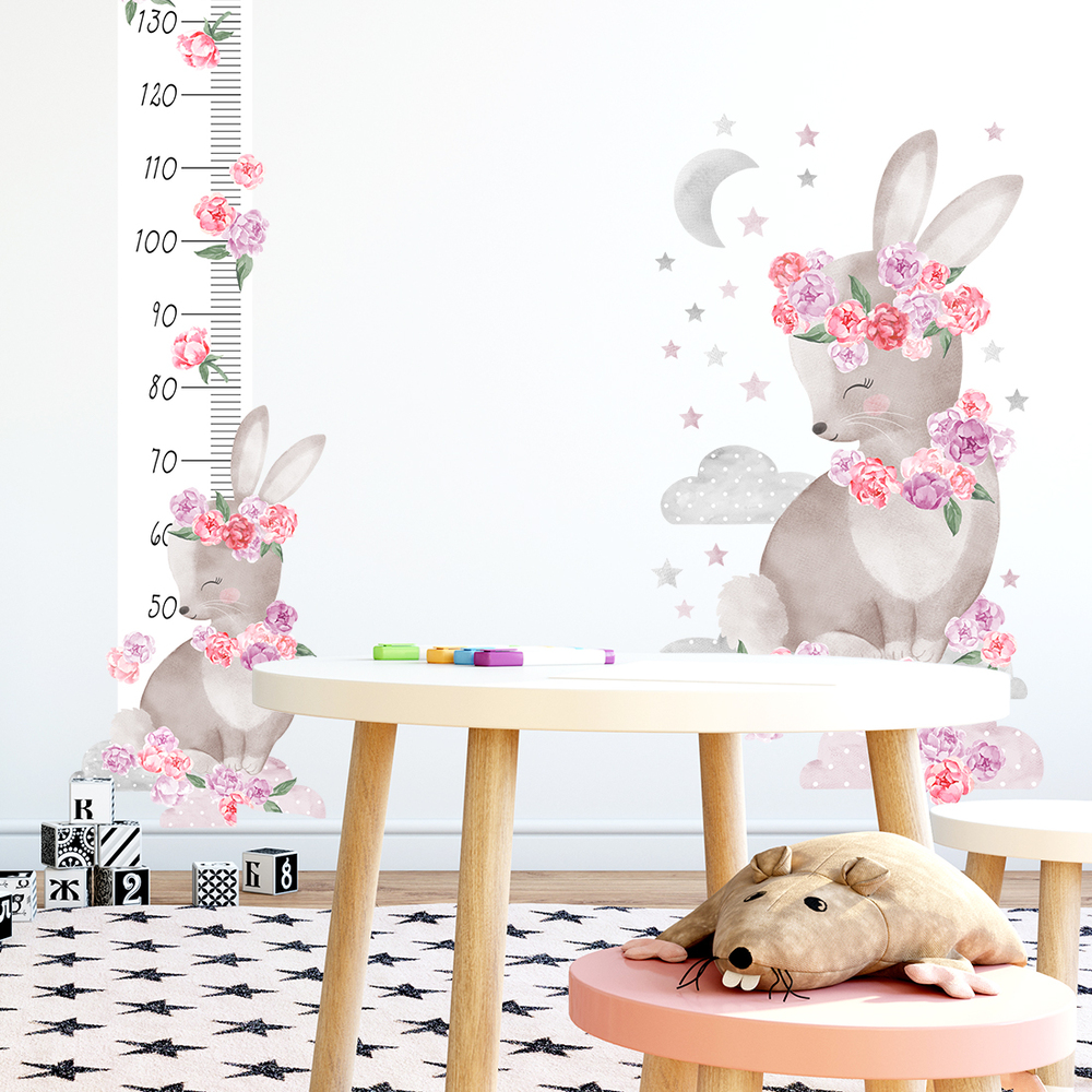 Wandaufkleber Motiv rosafarbener Hase