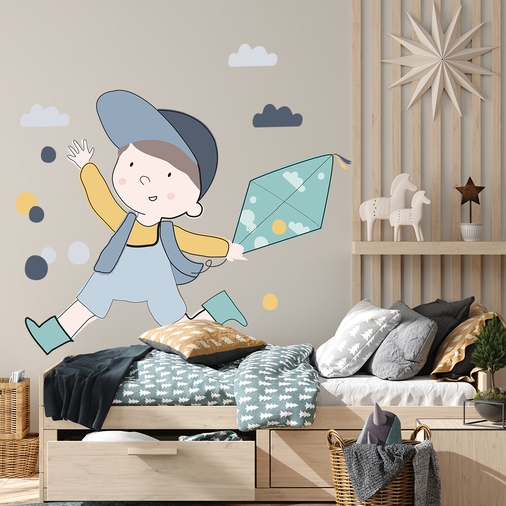 Tim Blau Wandtattoo an Kinderzimmerwand