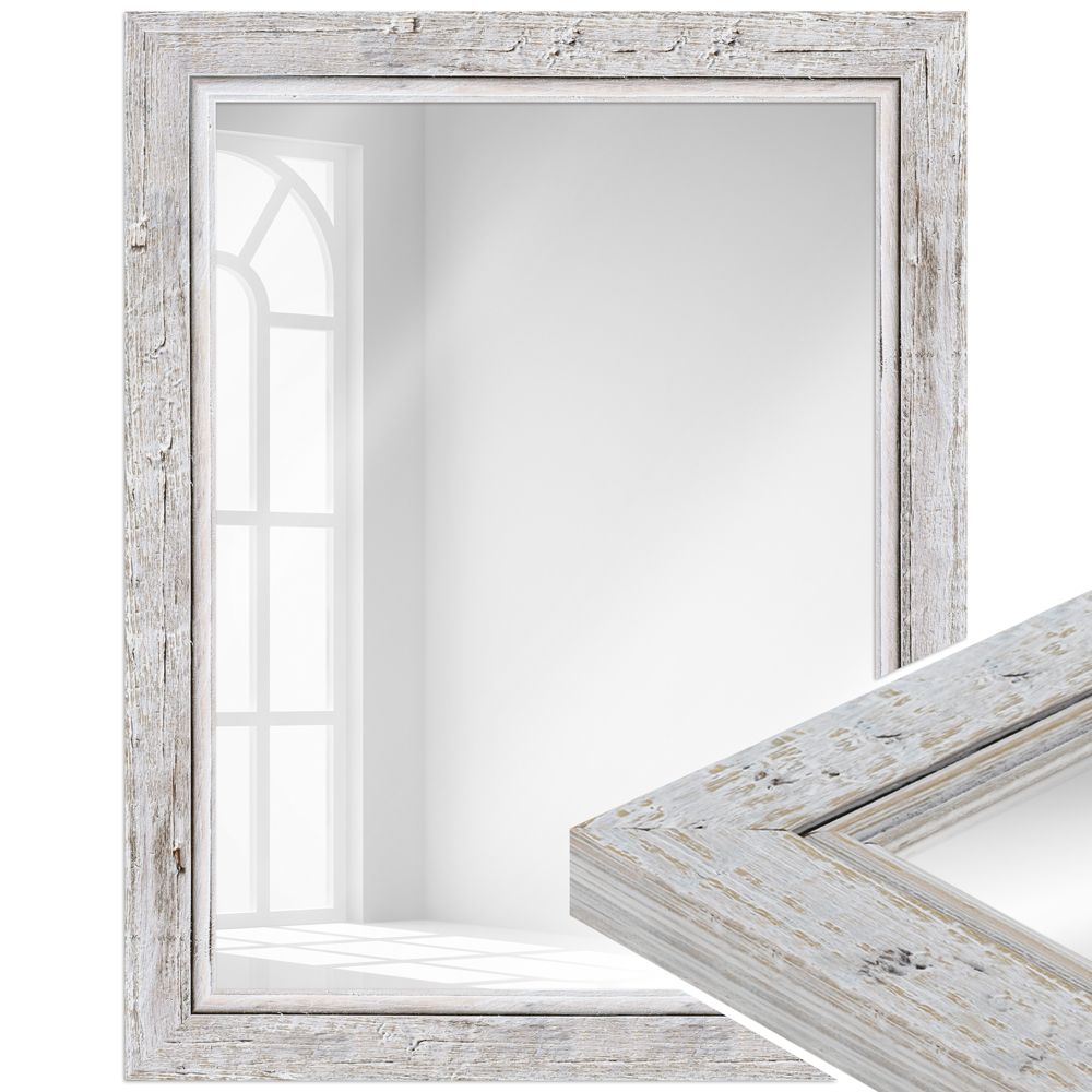 Miroir mural H660 Shabby-Chic en bois massif