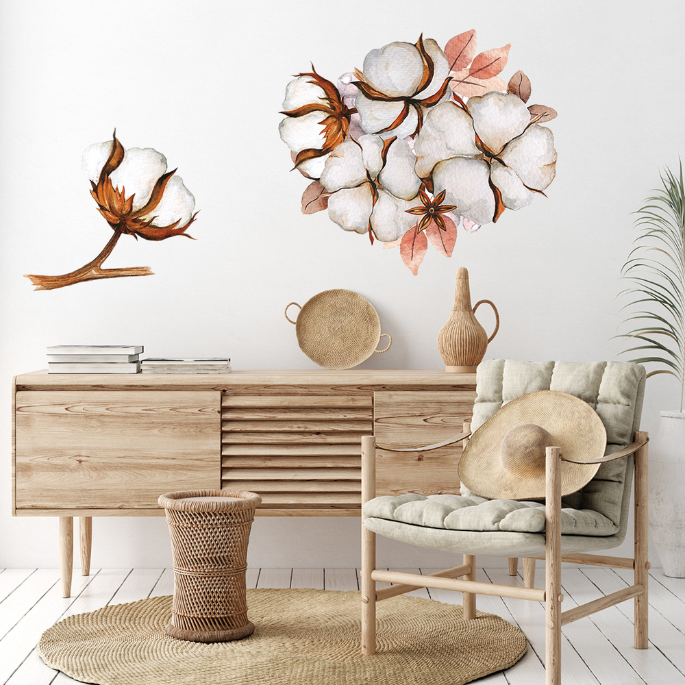 Wand dekoriert mit Baumwolle Wandsticker