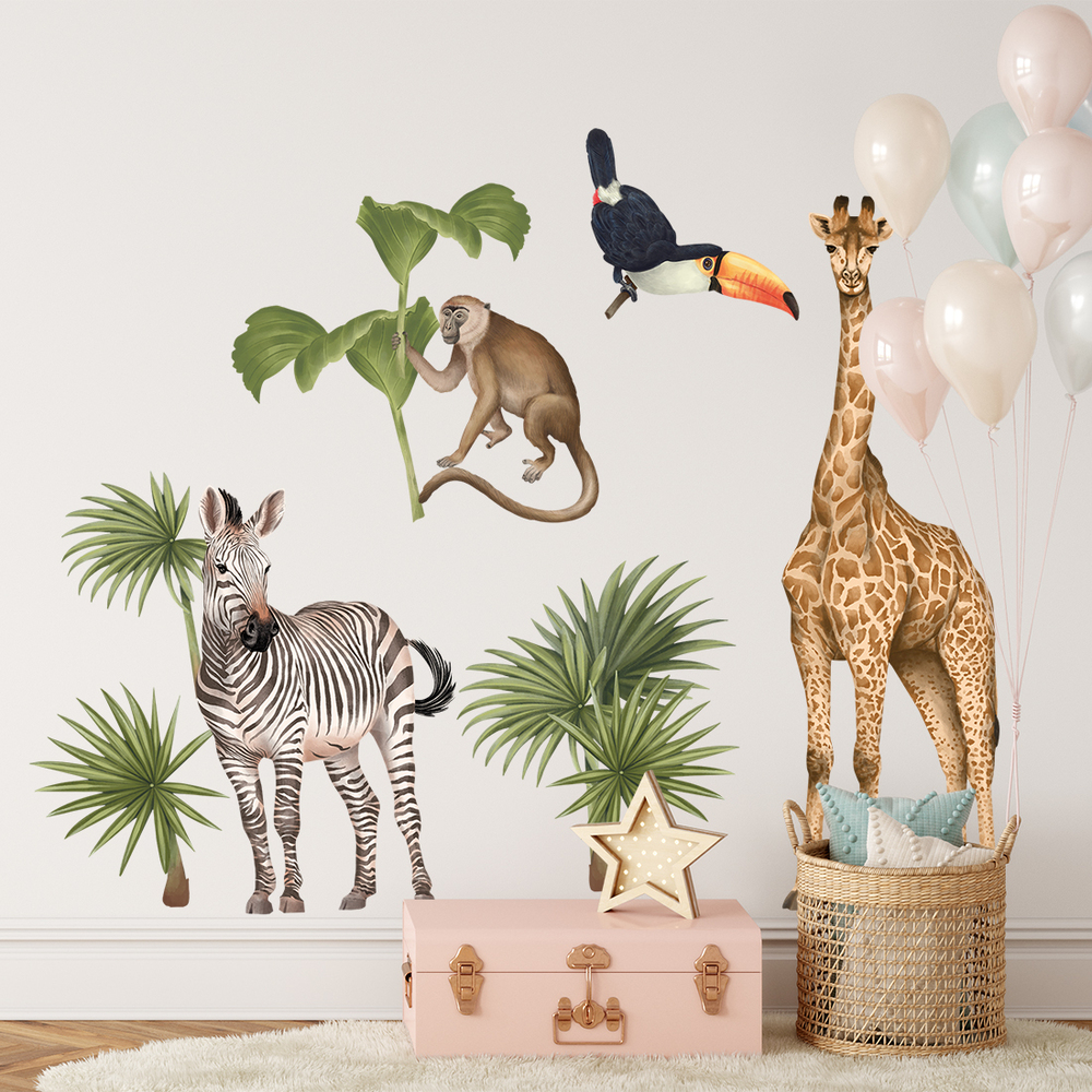 Kinderzimmer dekoriert mit Safari-Tiere II Sticker