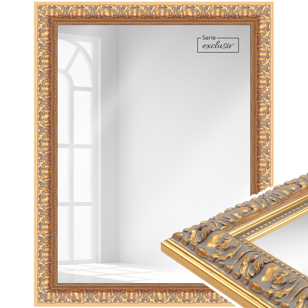 Mende Frames Wandspiegel E041 Gold 40 x 40 cm aus Holz Made in Germany