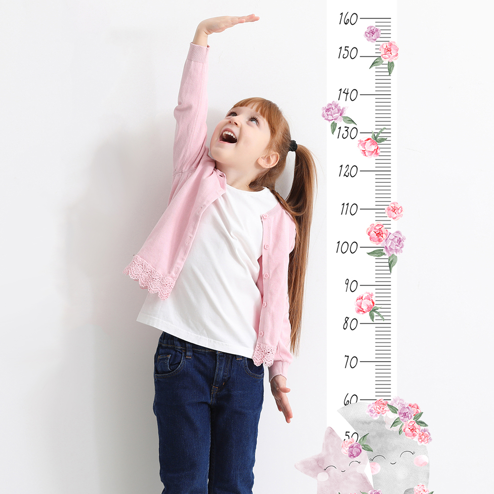 pinker Mond Kindermesslatte Wandtattoo an Kinderzimmerwand
