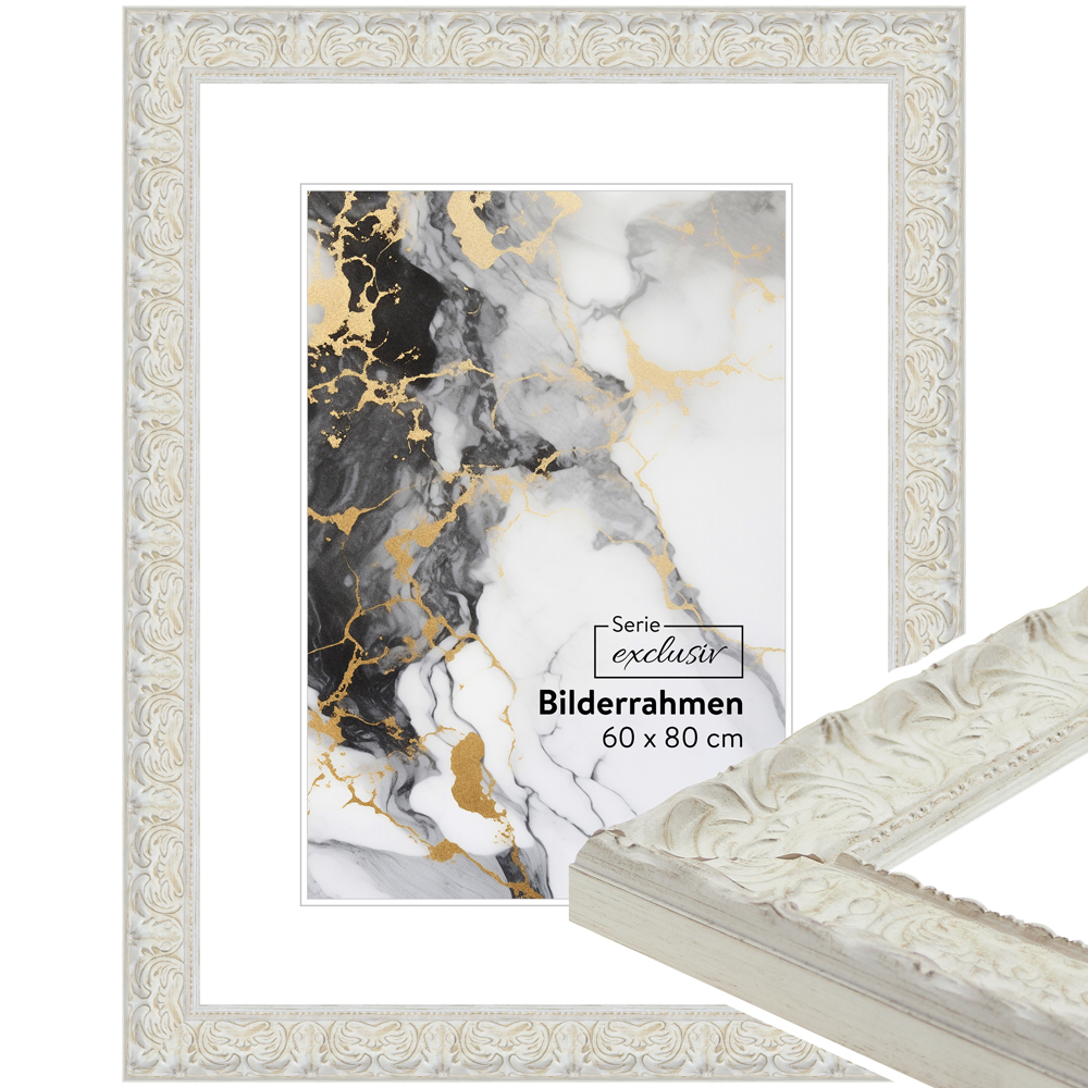 Mende Frames Bilderrahmen E033 Weiß 40 x 60 cm aus Holz Made in Germany