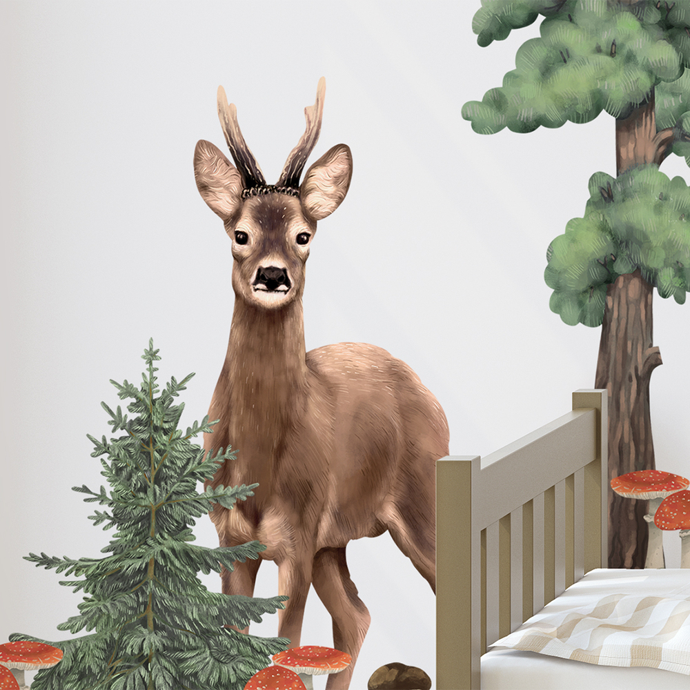 Waldtier II Wandtattoo über Bett