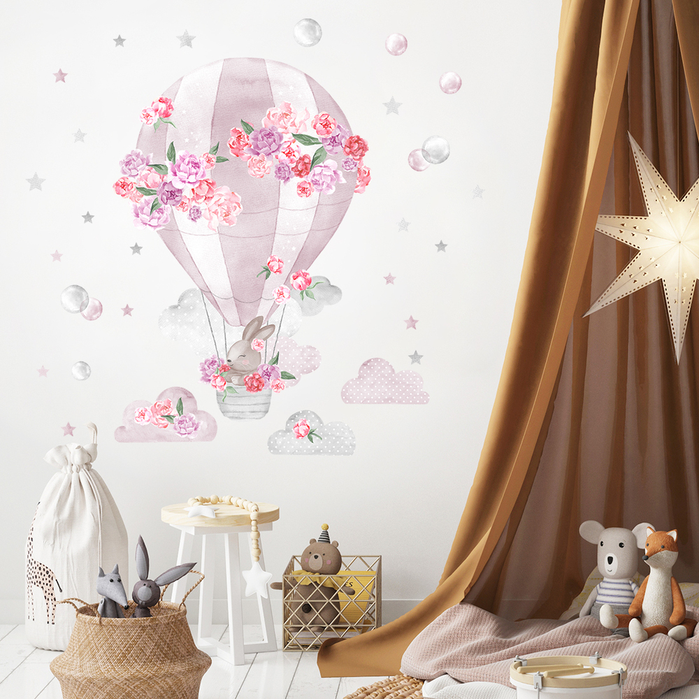 rosafarbenes Ballon Wandtattoo an Kinderzimmerwand