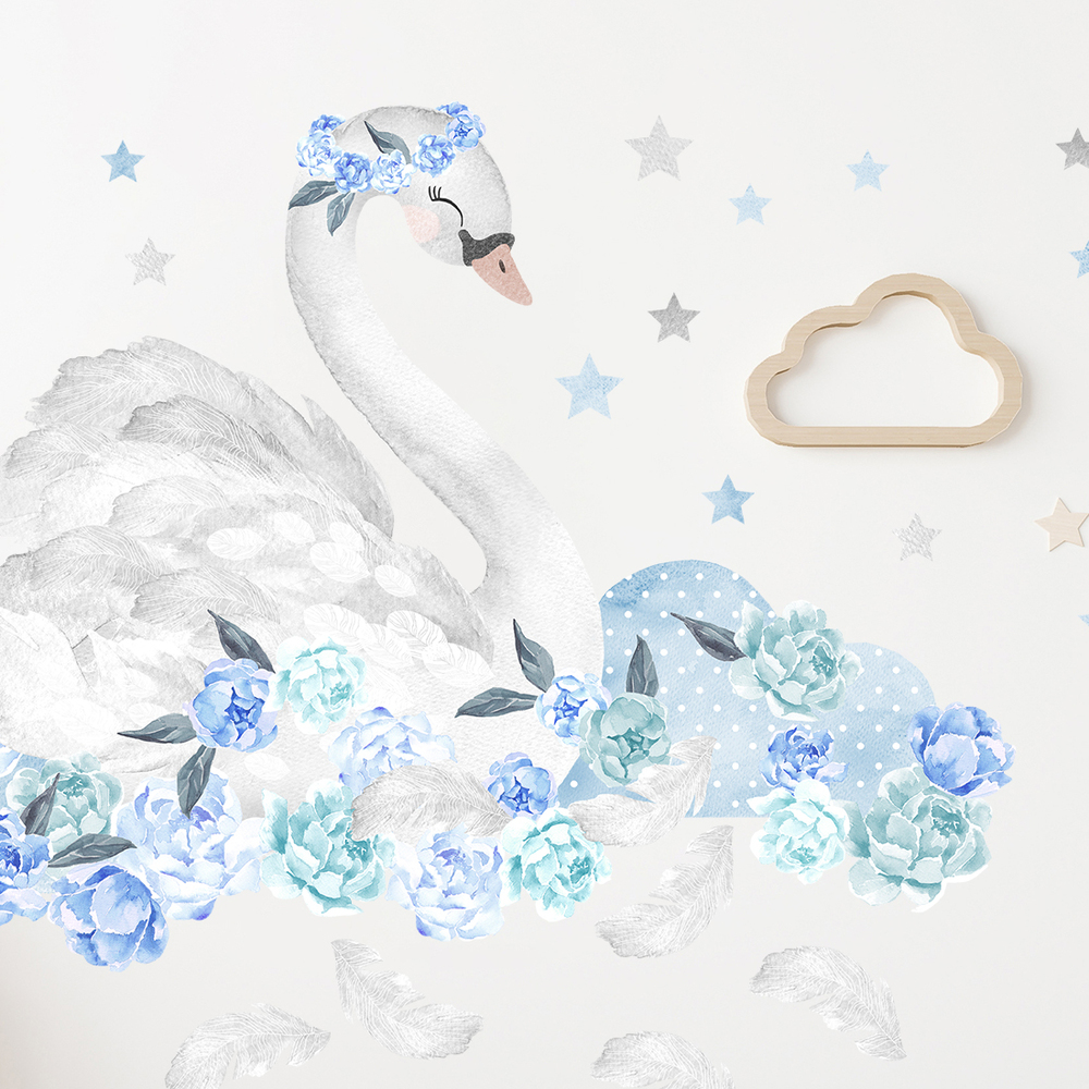 Wandaufkleber Motiv blauer Schwan